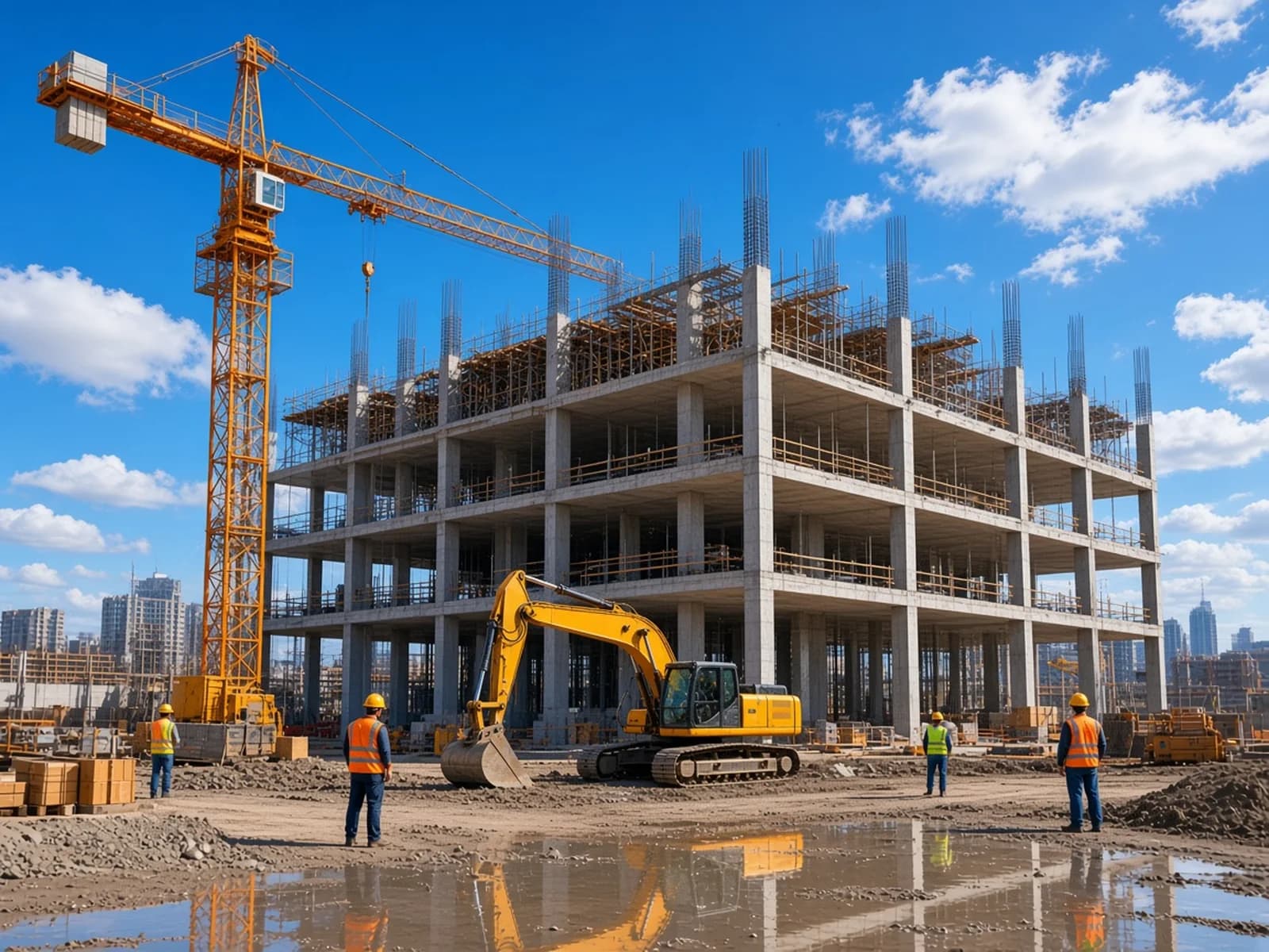 Concrete frame of a data center under construction